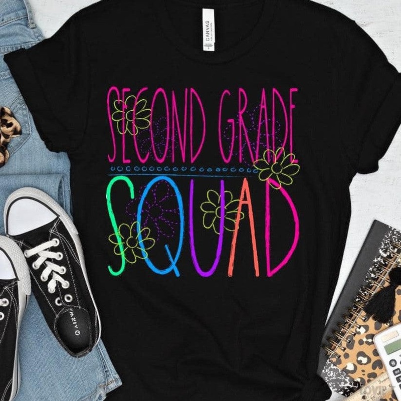 SECOND GRADE SQUAD|Pocket 3.5″-4″|Infant|Toddler|Youth 8.5|Adult 11″|Adult 12″
