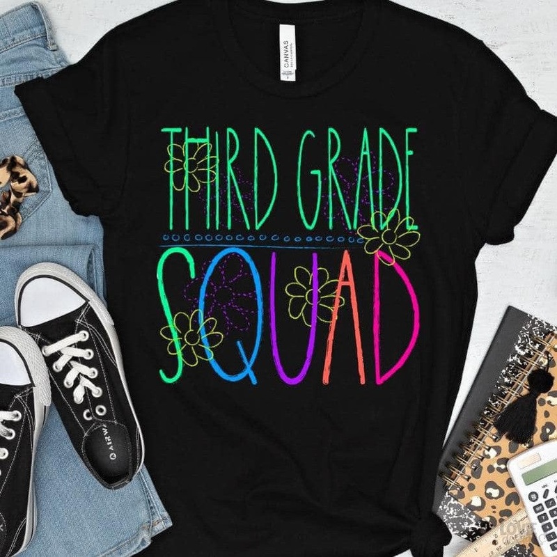 THIRD GRADE SQUAD|Pocket 3.5″-4″|Infant|Toddler|Youth 8.5|Adult 11″|Adult 12″