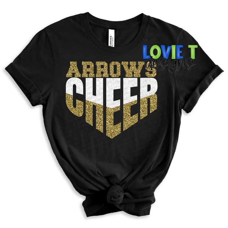 Arrows Cheer White And Gold Glitter