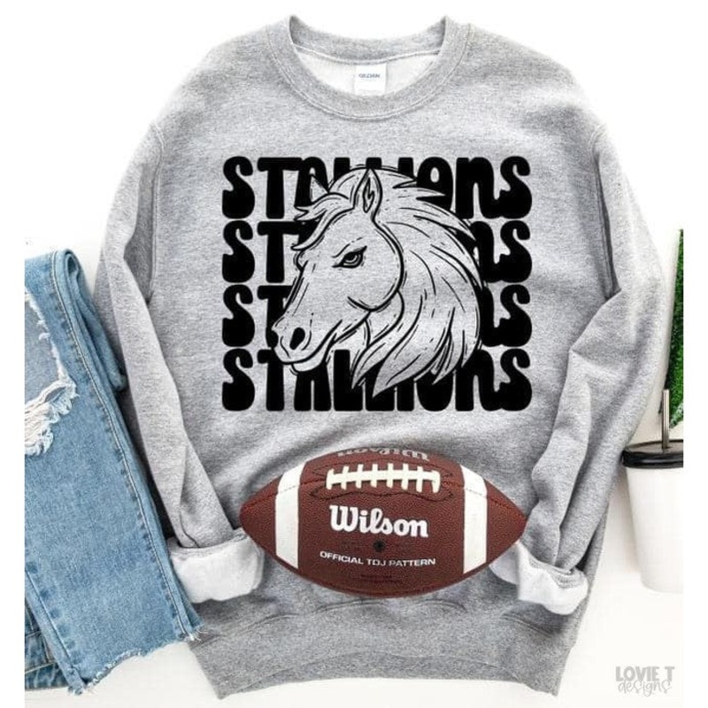 Stallions Stacked|Pocket 3.5″-4″|Infant|Toddler|Youth 8.5|Adult 11″|Adult 12″