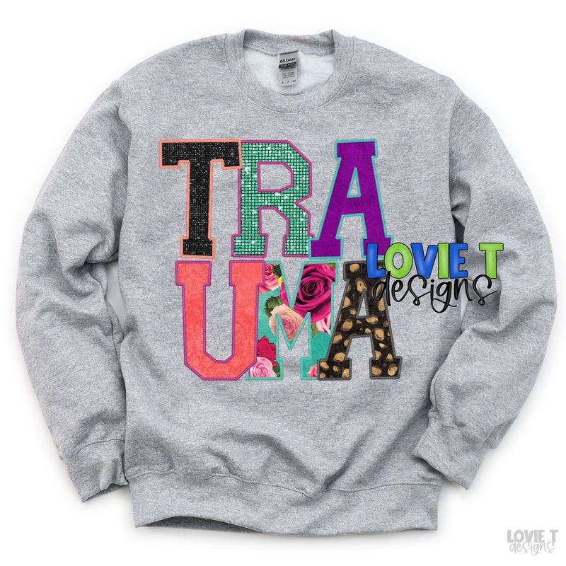 Trauma Faux Applique|Pocket 3.5″-4″|Infant|Toddler|Youth 8.5|Adult 11″|Adult 12″