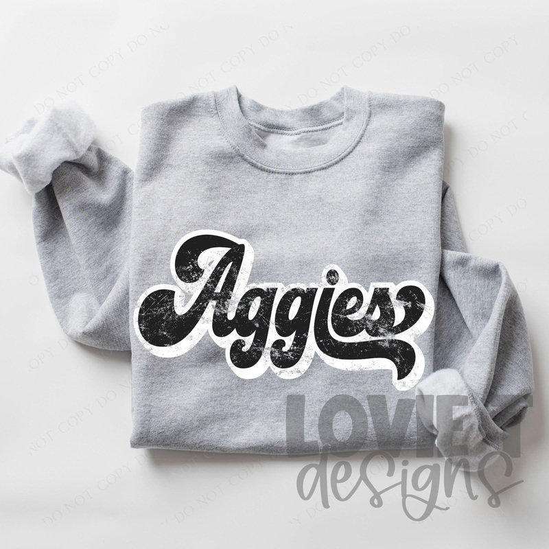 Aggies Retro Font|Pocket 3.5″-4″|Infant|Toddler|Youth 8.5|Adult 11″|Adult 12″