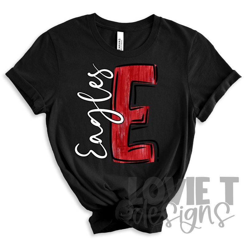Red And Black E Eagles|Pocket 3.5″-4″|Infant|Toddler|Youth 8.5|Adult 11″|Adult 12″