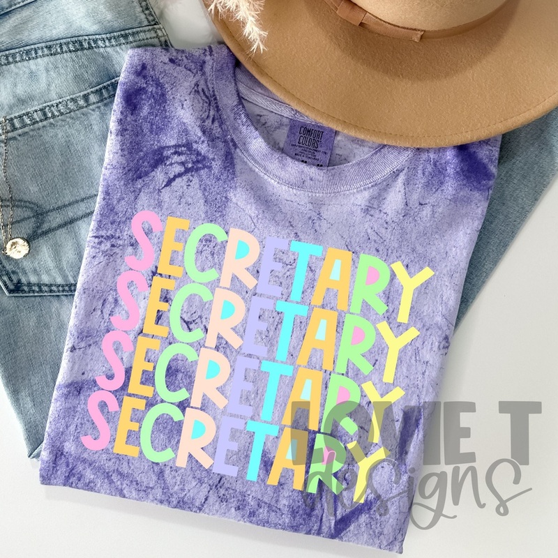 Secretary Pastel Word Ld|Pocket 3.5″-4″|Infant|Toddler|Youth 8.5|Adult 11″|Adult 12″