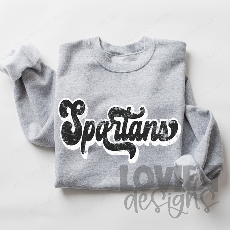 Spartans Black Retro Font|Pocket 3.5″-4″|Infant|Toddler|Youth 8.5|Adult 11″|Adult 12″