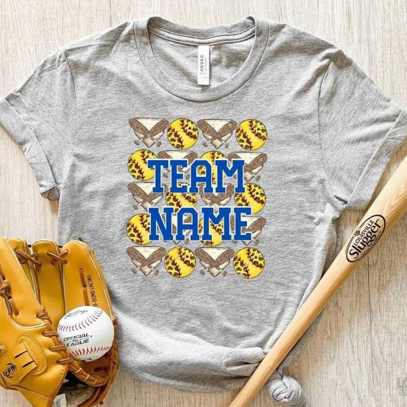 Stacked Bats And Softballs|Pocket 3.5″-4″|Infant|Toddler|Youth 8.5|Adult 11″|Adult 12″|Mockup Only
