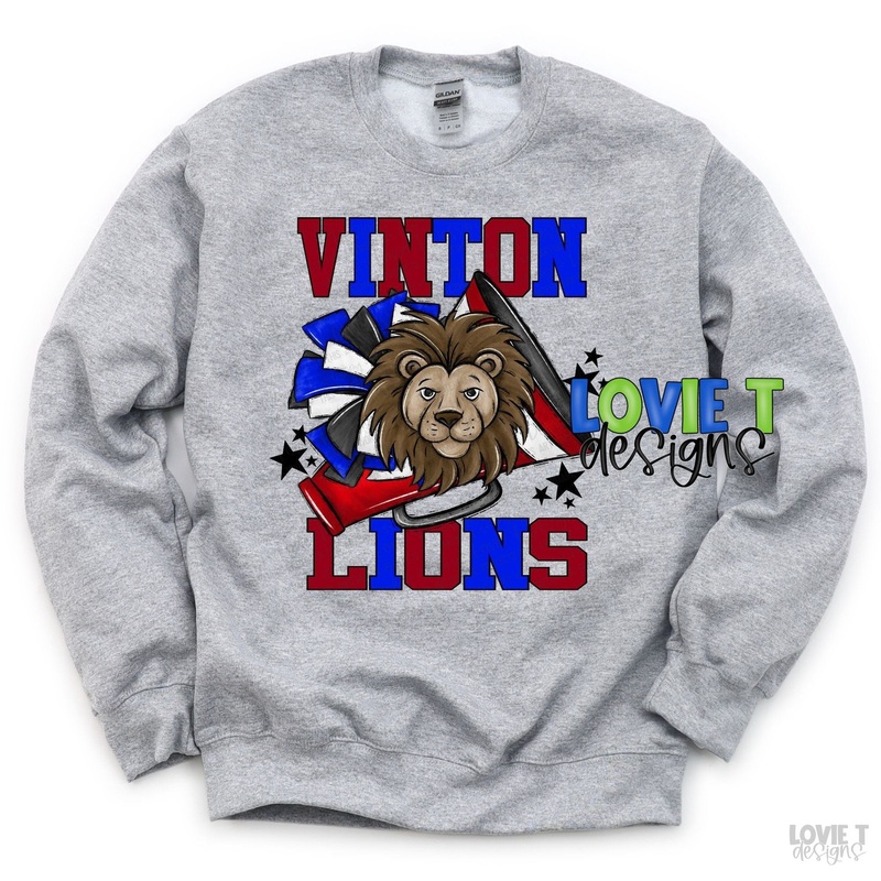 Vinton Lions Cheer|Pocket 3.5″-4″|Infant|Toddler|Youth 8.5|Adult 11″|Adult 12″