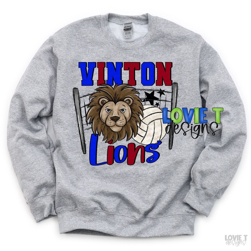 Vinton Lions Volleyball|Pocket 3.5″-4″|Infant|Toddler|Youth 8.5|Adult 11″|Adult 12″
