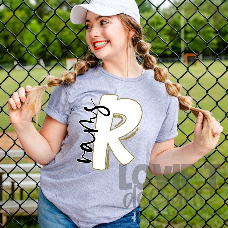 White R With Gold Outline Rams