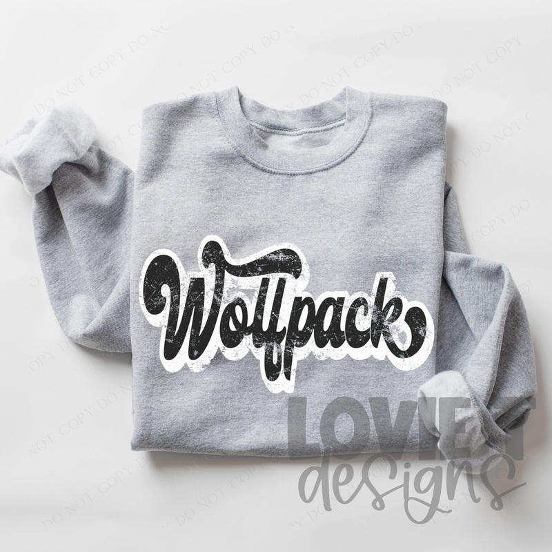 Wolfpack Retro Font|Pocket 3.5″-4″|Infant|Toddler|Youth 8.5|Adult 11″|Adult 12″