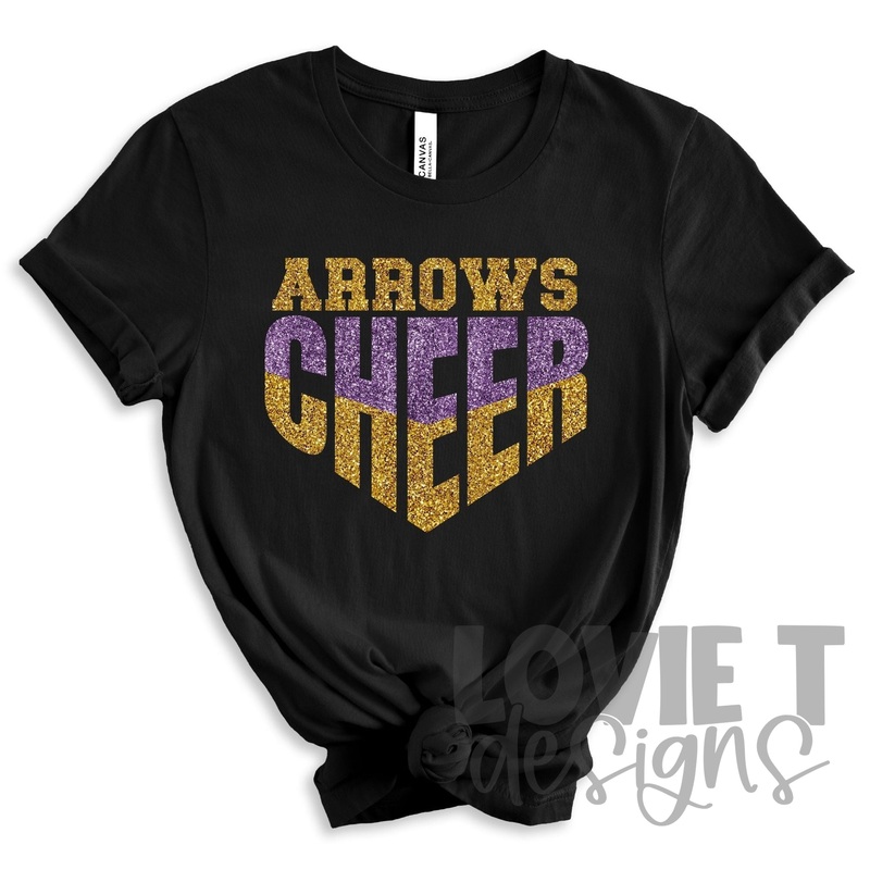 Arrows Cheer – Custom Glitter|Pocket 3.5″-4″|Infant|Toddler|Youth 8.5|Adult 11″|Adult 12″