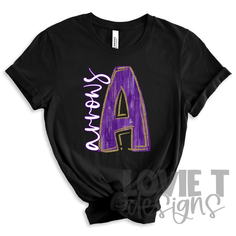 Arrows Purple And Gold A|Pocket 3.5″-4″|Infant|Toddler|Youth 8.5|Adult 11″|Adult 12″