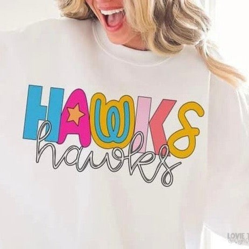 Hawks Funky Fun Mascot|Small|Medium|Large|XL|2X|3X|Tee|Sweashirt