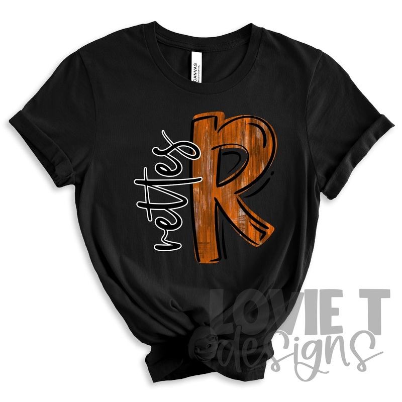 Rettes Orange And Black R|Pocket 3.5″-4″|Infant|Toddler|Youth 8.5|Adult 11″|Adult 12″