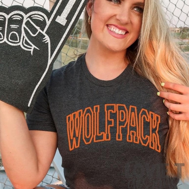Wolfpack Faux Embroidery|Pocket 3.5″-4″|Infant|Toddler|Youth 8.5|Adult 11″|Adult 12″|Mockup Only