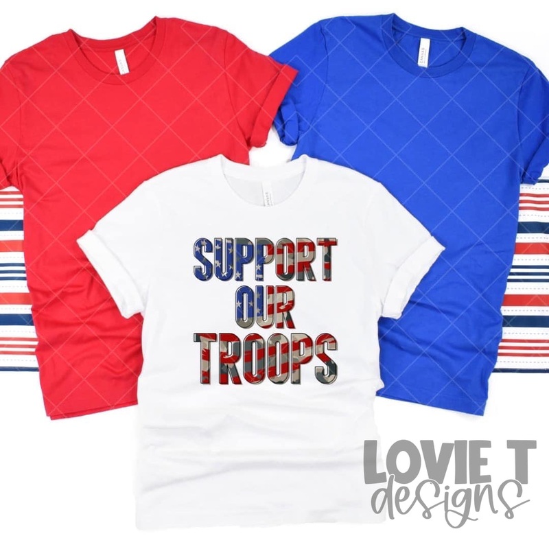 Support Our Troops|Pocket 3.5″-4″|Infant|Toddler|Youth 8.5|Adult 11″|Adult 12″