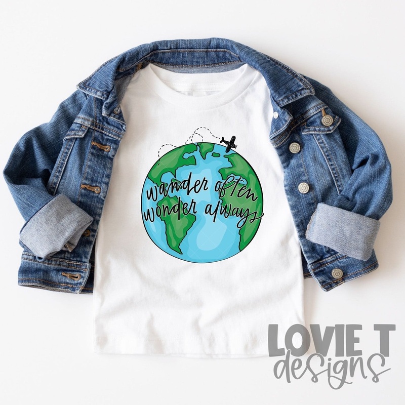 Wander Often Wonder Always|Pocket 3.5″-4″|Infant|Toddler|Youth 8.5|Adult 11″|Adult 12″