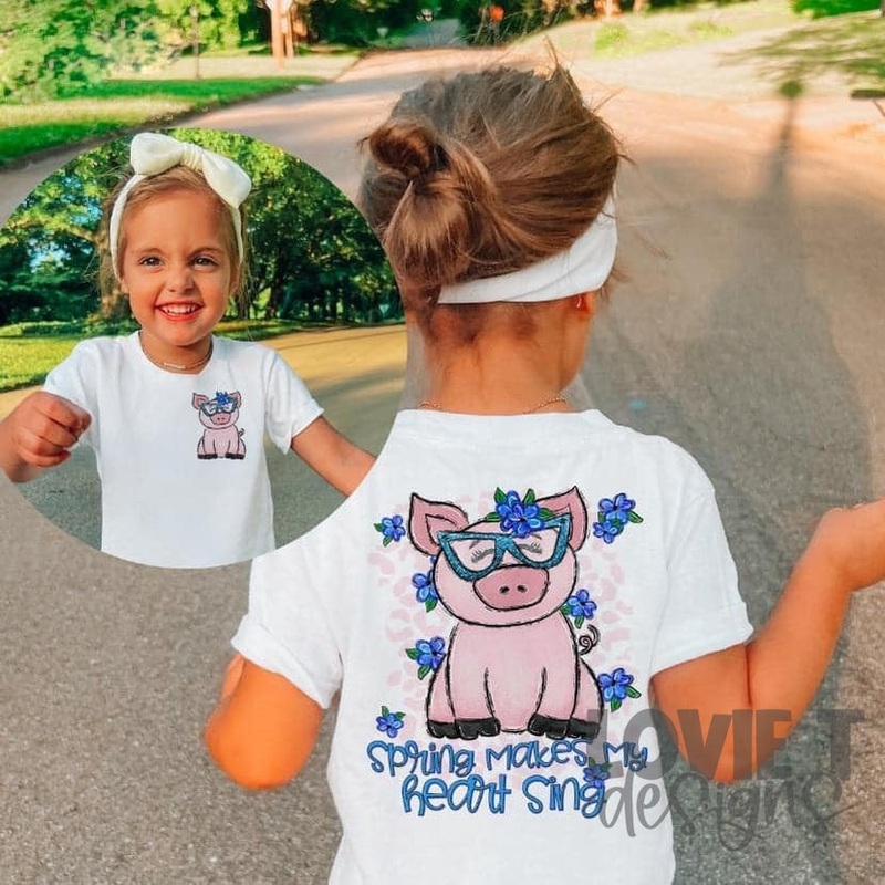 Spring Makes My Heart Sing|Front Pocket Shown in Mockup 3.5″-4″|Infant|Toddler|Youth 8.5|Adult 11″|Adult 12″