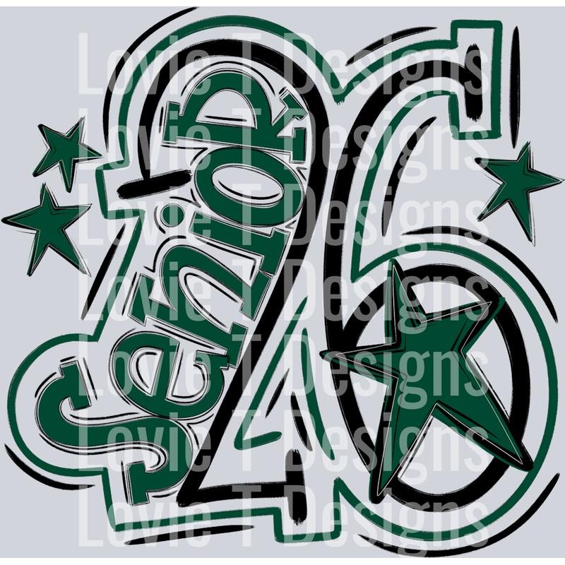 SENIOR 2026 BLACK DK GREEN|Pocket 4″|Infant 6″|Toddler 7″|Youth 8.5″|Adult 11″|Adult 12″