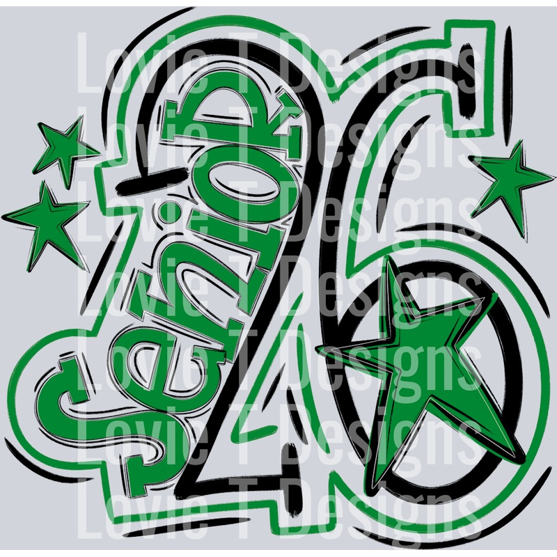 SENIOR 2026 BLACK KELLY GREEN|Pocket 4″|Infant 6″|Toddler 7″|Youth 8.5″|Adult 11″|Adult 12″