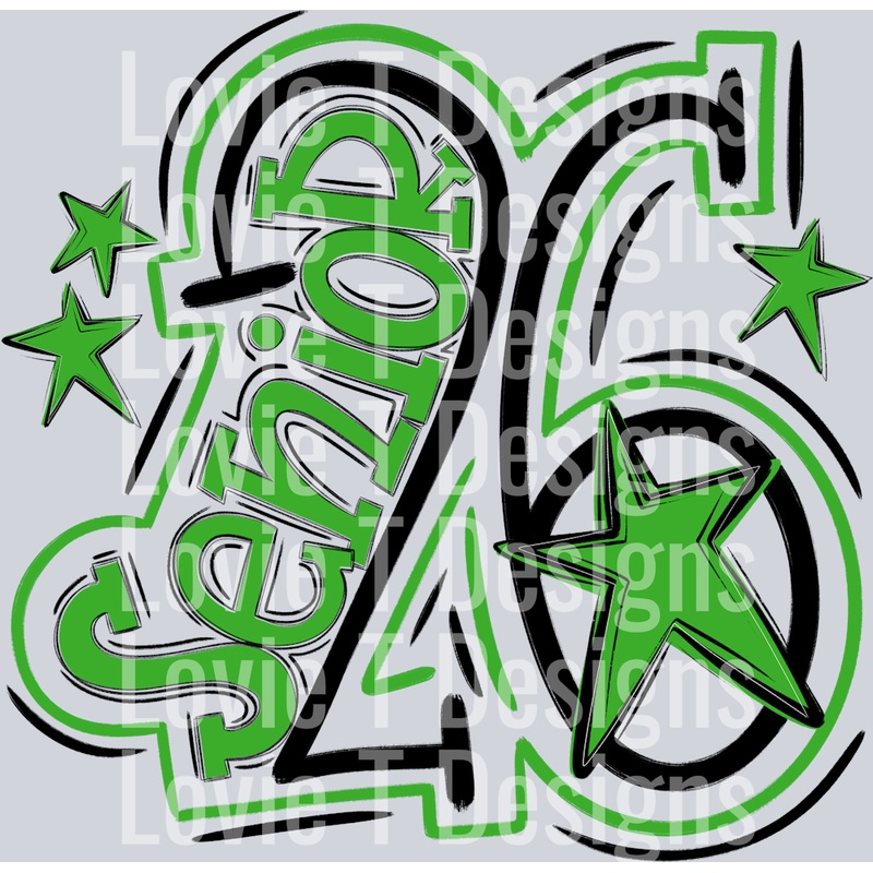 SENIOR 2026 BLACK LIME|Pocket 4″|Infant 6″|Toddler 7″|Youth 8.5″|Adult 11″|Adult 12″