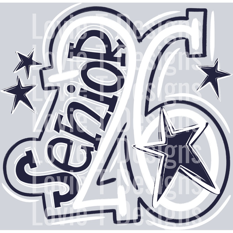 SENIOR 2026 WHITE NAVY|Pocket 4″|Infant 6″|Toddler 7″|Youth 8.5″|Adult 11″|Adult 12″