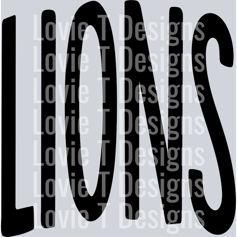 ARCHED MASCOTS LIONS BLACK|Pocket 4″|Infant 6″|Toddler 7″|Youth 8.5″|Adult 11″|Adult 12″