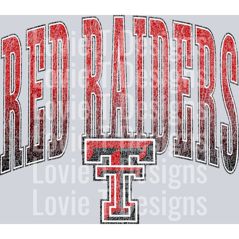 RED RAIDERS DISTRESSED|Pocket 4″|Infant 6″|Toddler 7″|Youth 8.5″|Adult 11″|Adult 12″