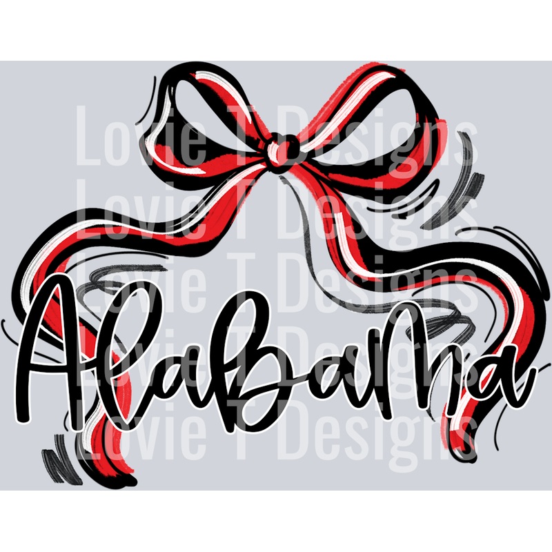 RIBBON SPORTS BOWS RED WHITE AND BLACK ALABAMA