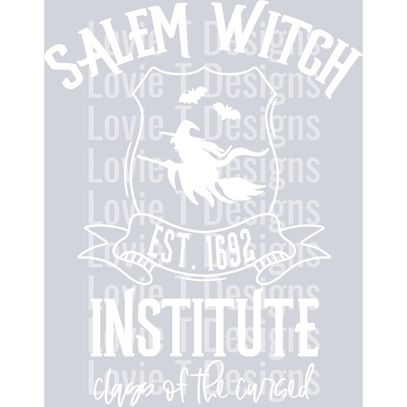 SALEM WITCH INSTITUTE WHITE|Pocket 4″|Infant 6″|Toddler 7″|Youth 8.5″|Adult 11″|Adult 12″