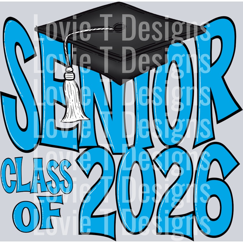 SENIOR CAP 2026 COLUMBIA BLUE|Pocket 4″|Infant 6″|Toddler 7″|Youth 8.5″|Adult 11″|Adult 12″