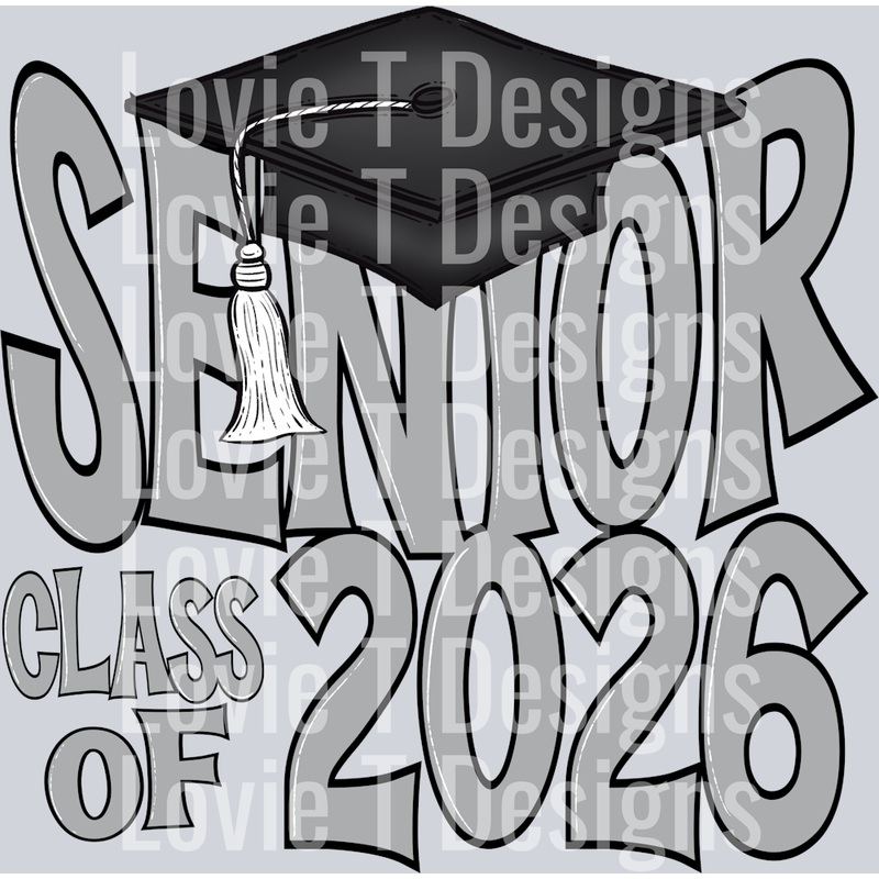SENIOR CAP 2026 LIGHT GRAY|Pocket 4″|Infant 6″|Toddler 7″|Youth 8.5″|Adult 11″|Adult 12″