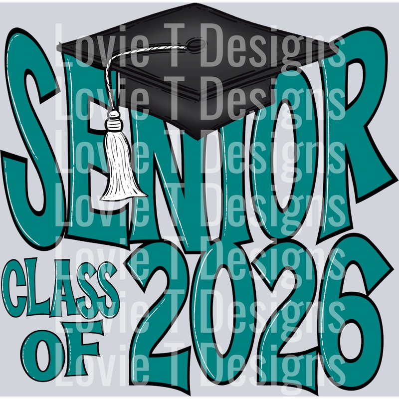 SENIOR CAP 2026 TEAL|Pocket 4″|Infant 6″|Toddler 7″|Youth 8.5″|Adult 11″|Adult 12″