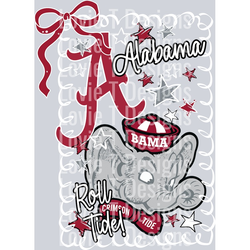 ALABAMA CRIMSON TIDE DOODLE FRAME MASCOTS
