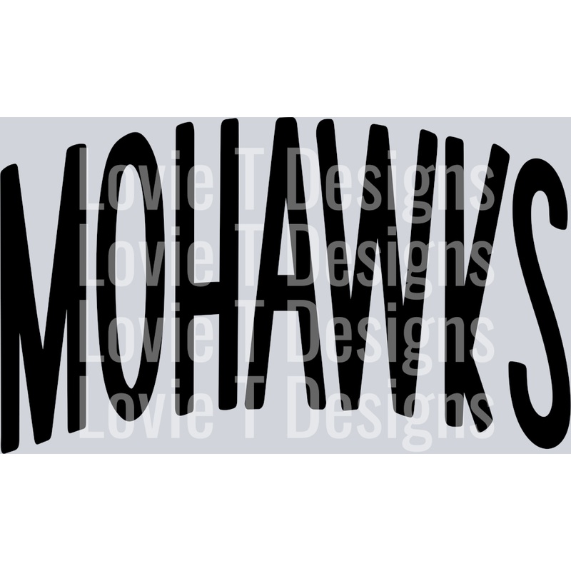 ARCHED MASCOT MOHAWKS BLACK|Pocket 4″|Infant 6″|Toddler 7″|Youth 8.5″|Adult 11″|Adult 12″