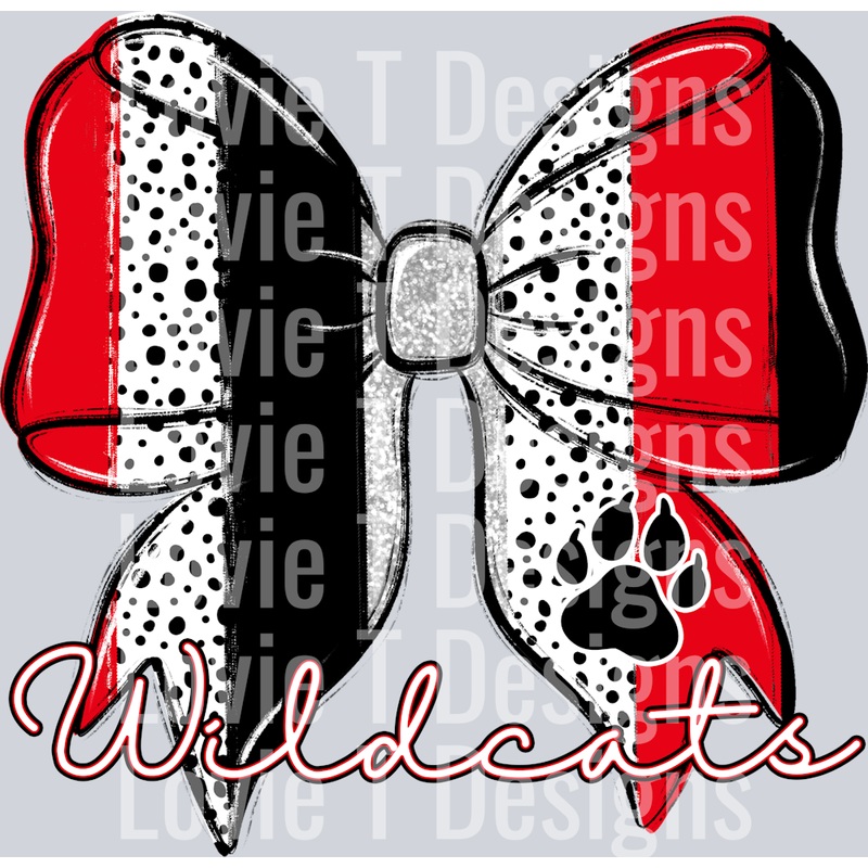 RED MASCOT DOT BOW WILDCATS WITH PAW