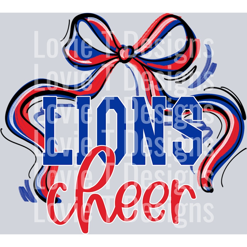 RIBBON SPORTS BOWS LIONS CHEER RED ROYAL AND WHITE
