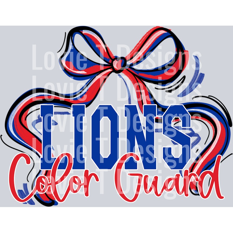 RIBBON SPORTS BOWS LIONS COLOR GUARD RED ROYAL AND WHITE