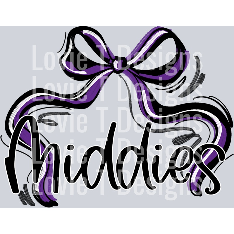RIBBON SPORTS BOWS PURPLE WHITE AND BLACK MIDDIES