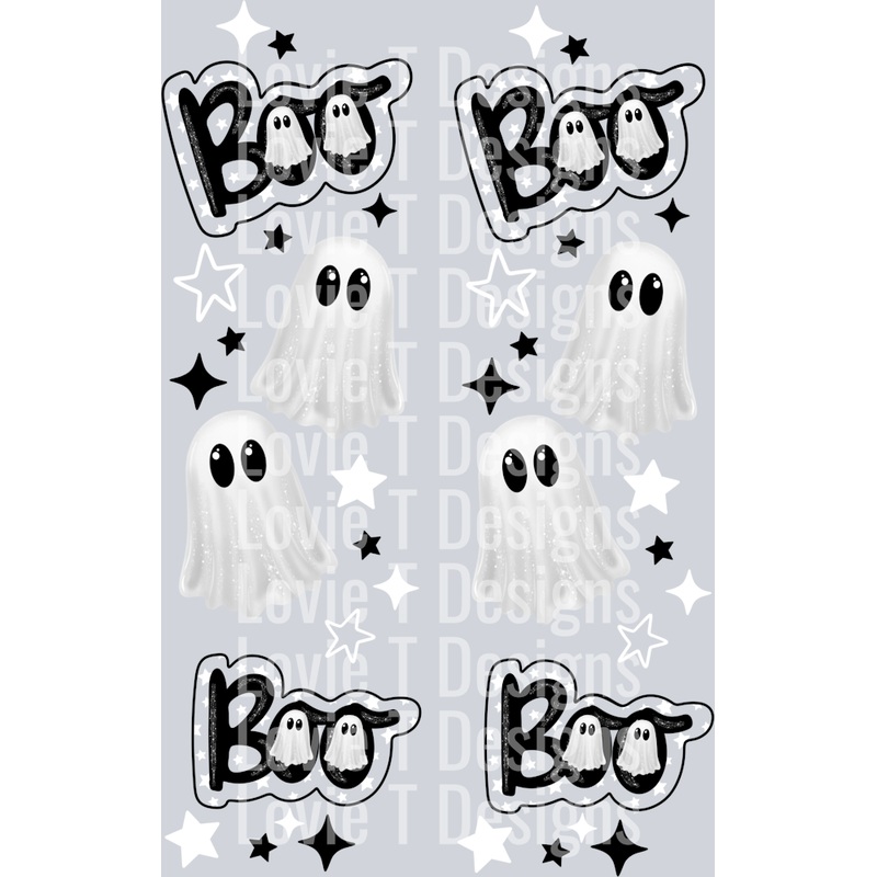 B&W BOO SLEEVE|Pocket 4″|Infant 6″|Toddler 7″|Youth 8.5″|Adult 11″|Adult 12″