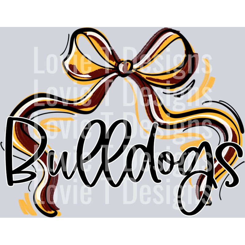 RIBBON SPORTS BOW MAROON YELLOW GOLD WHITE BULLDOGS
