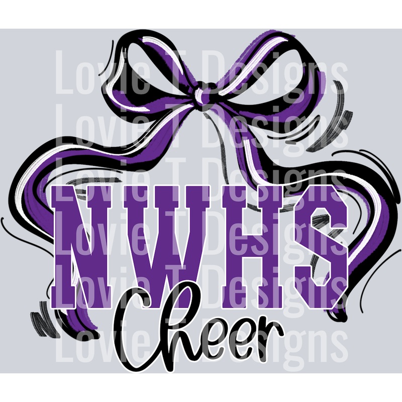 RIBBON SPORTS BOW PURPLE AND BLACK NWHS CHEER