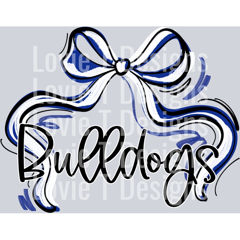 RIBBON SPORTS BOW ROYAL AND WHITE BULLDOGS