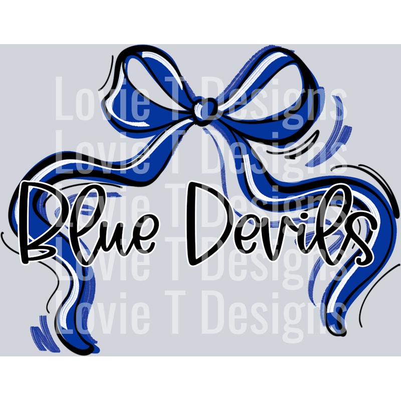 RIBBON SPORTS BOWS BLUE DEVILS ROYAL BLUE BLACK AND WHITE