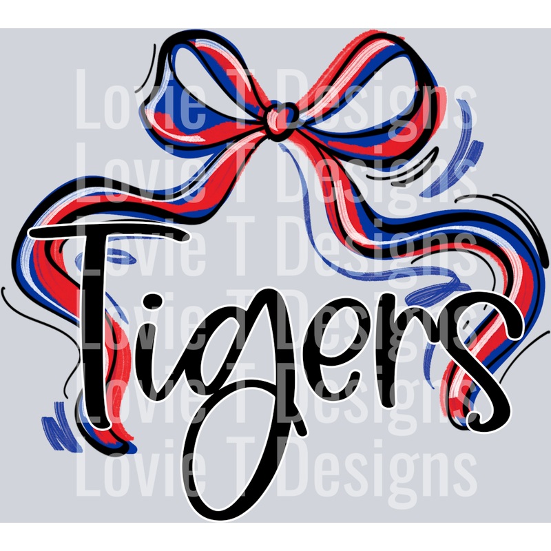RIBBON SPORTS BOWS RED AND ROYAL BLUE TIGERS