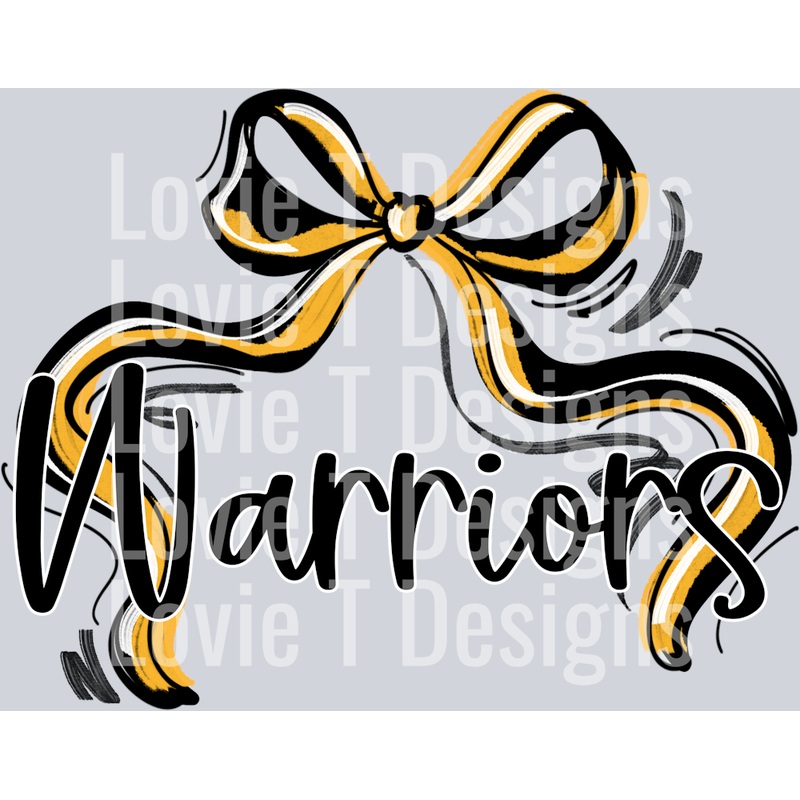 RIBBON SPORTS BOWS YELLOW BLACK WARRIORS
