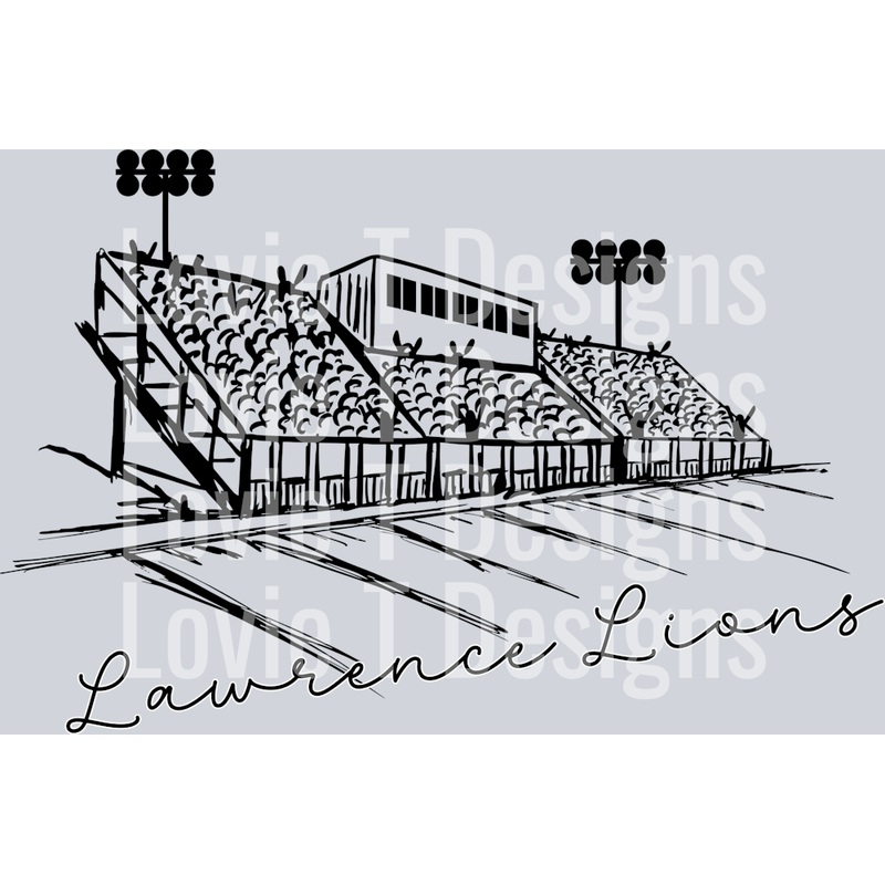 SCRIPT STADIUM LAWRENCE LIONS|Pocket 4″|Infant 6″|Toddler 7″|Youth 8.5″|Adult 11″|Adult 12″