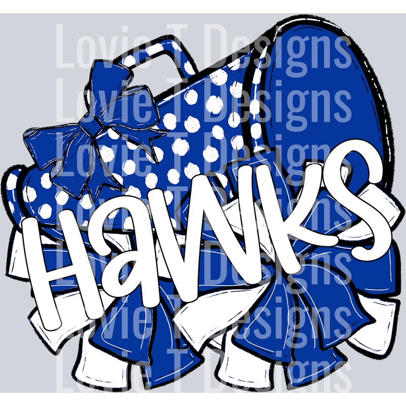 SO SPORTY MEGAPHONES AND POMS ROYAL HAWKS