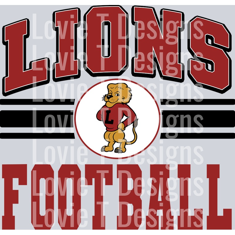 SPORT STRIPE EMBLEM LIONS FOOTBALL RED AND BLACK