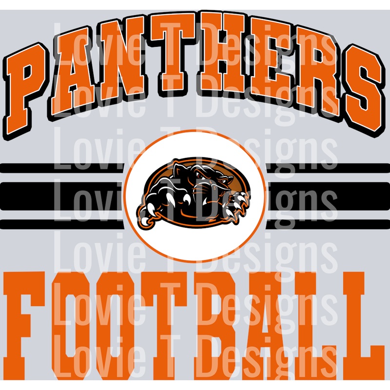 SPORT STRIPE EMBLEM PANTHERS FOOTBALL ORANGE AND BLACK